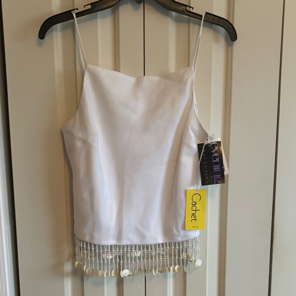 Cachet white Camisole with Beaded Hem Size 6 (small)